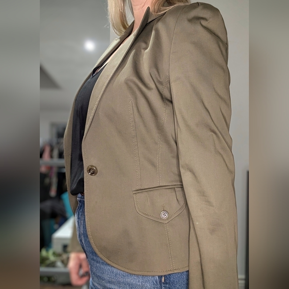 Hugo Boss Green/khaki single button closure 2 pocket Cotton Blazer size 4 - Picture 2 of 9